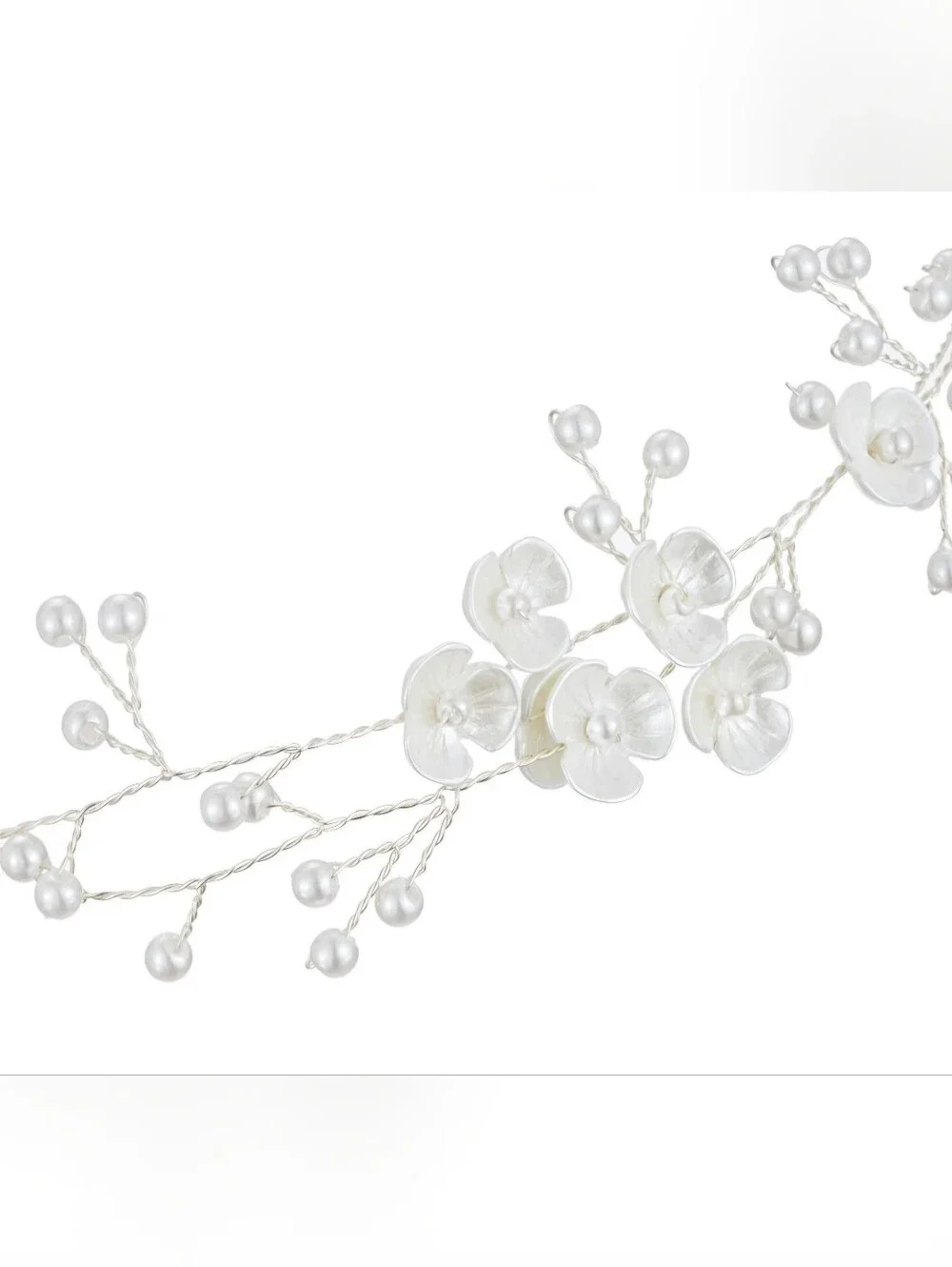 Elegant White Pearl Floral Ribbon Headband